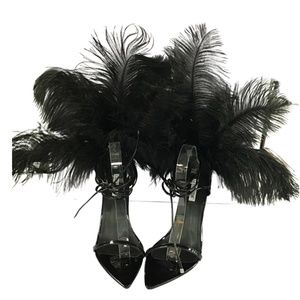 Cape Robbin Black Patton leather Feather Sandals